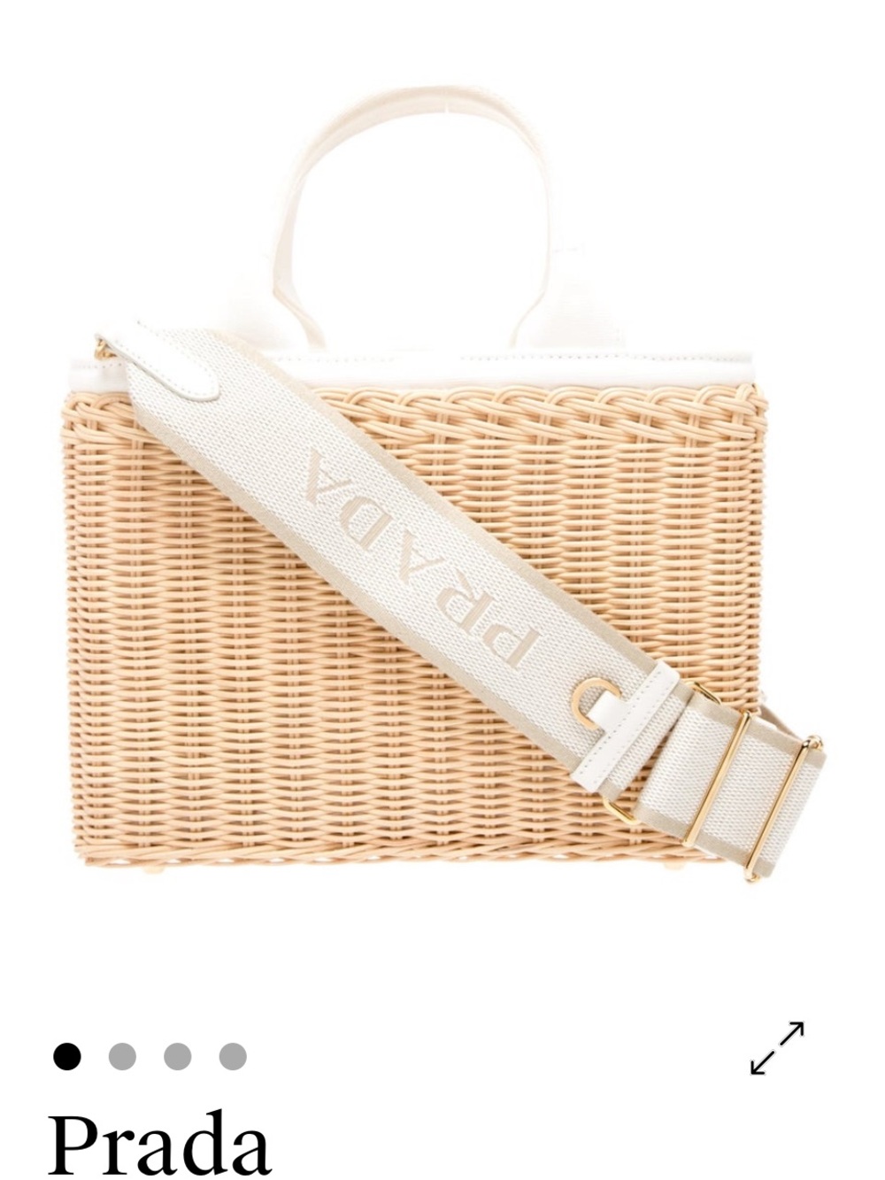 Prada White Leather & Natural Wicker Tote - Picture 13 of 15